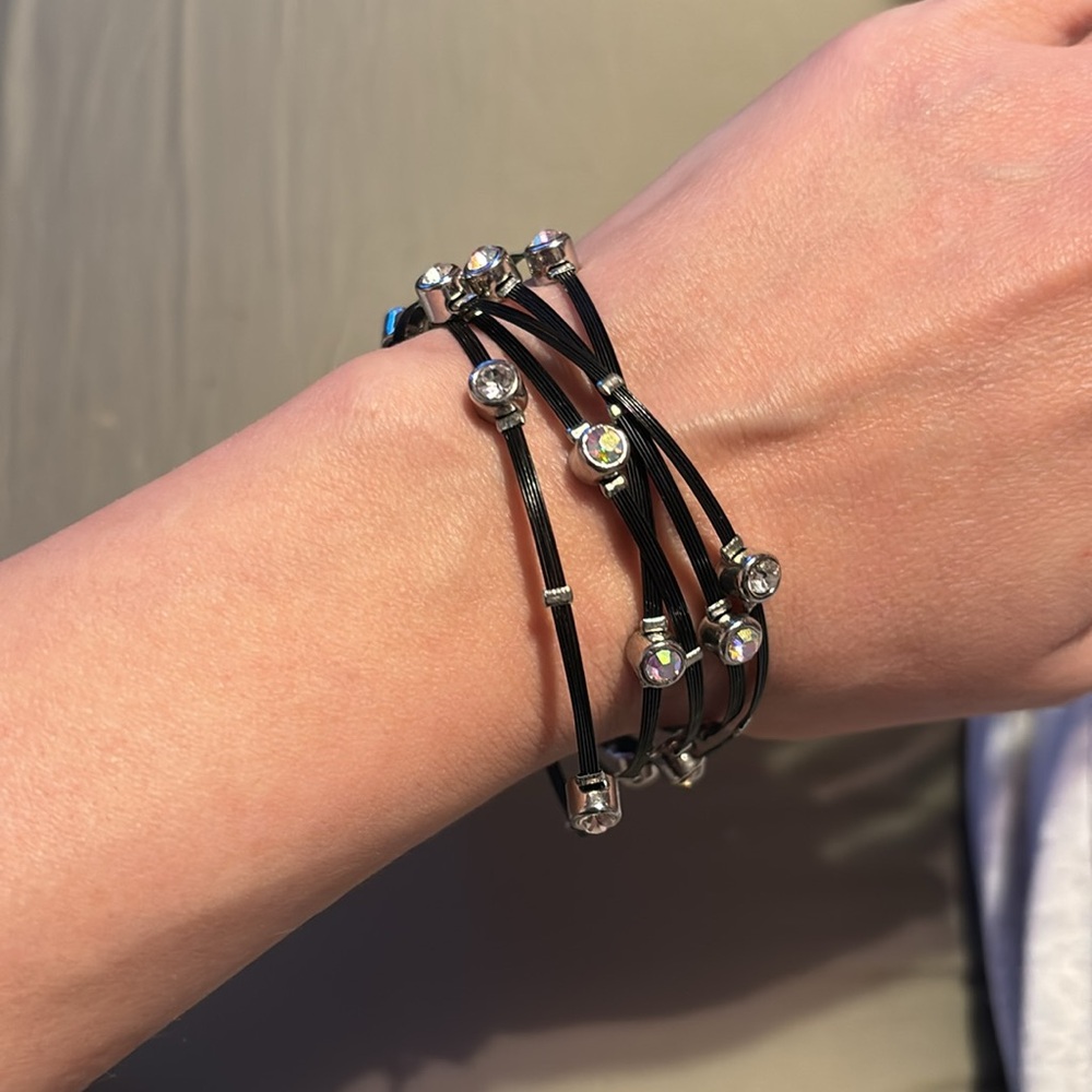 Chic Black And Silver Bangle Bracelets - image 2